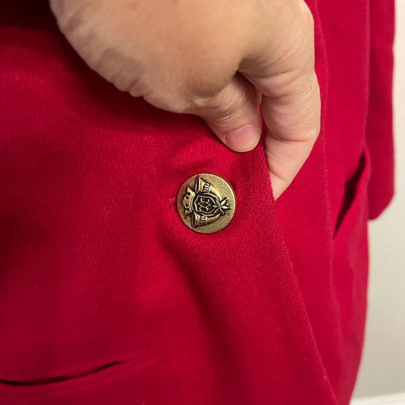 Vintage Sag Harbor Women 100% Pure Wool Blazer Jacket Single Gold Button Red 12 - Picture 2 of 6